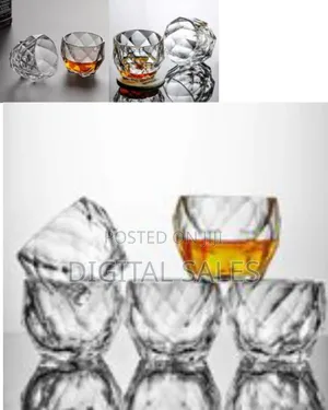 6 Piece Crystal Rum Whiskey Glasses Set Bar Glass for Drinking Bourbon