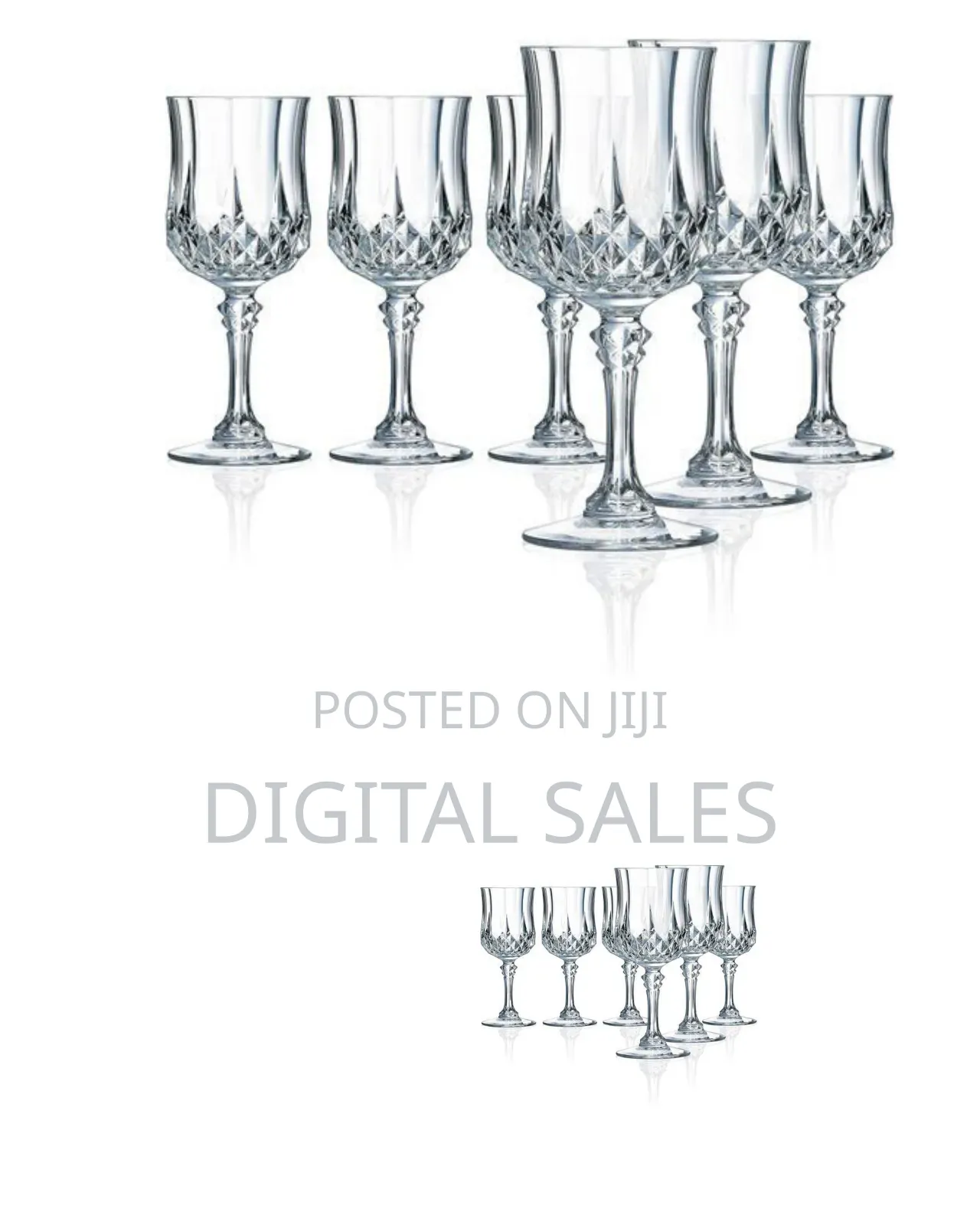 6 Pieces of Diamond Design Wine Glasses-Colorless