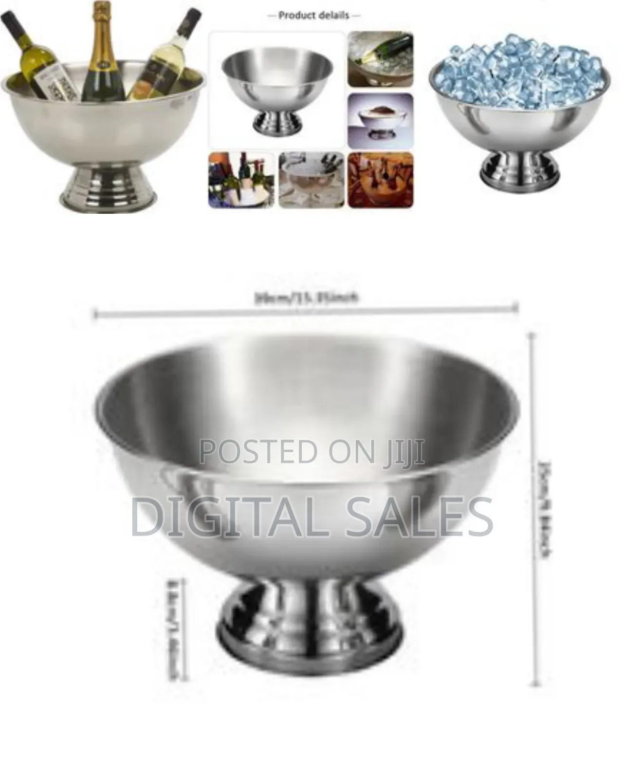 Stainless Steel Ice Bowl Metal Bar Barrel Beer Champagne Wine
