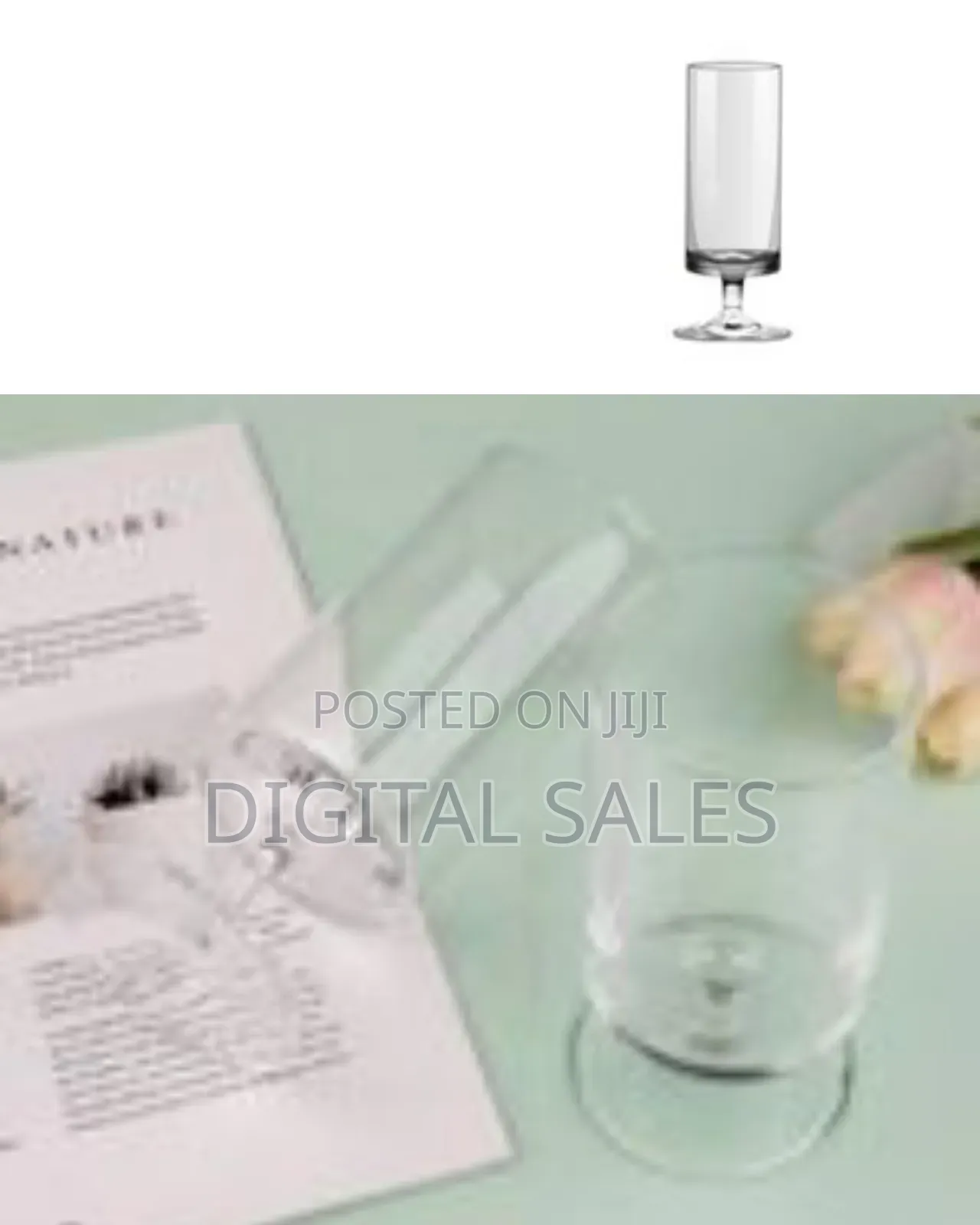Set of 6 Plain Footed Glasses All Purpose Water Goblet Cups 500ml