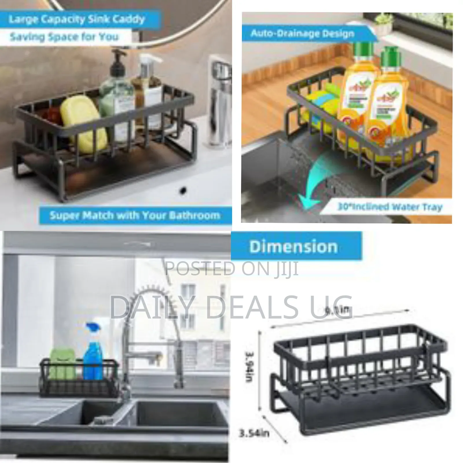 1 Piece of Metal Kitchen Countertop Sink Organizer Draining Rack