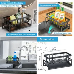 1 Piece of Metal Kitchen Countertop Sink Organizer Draining Rack