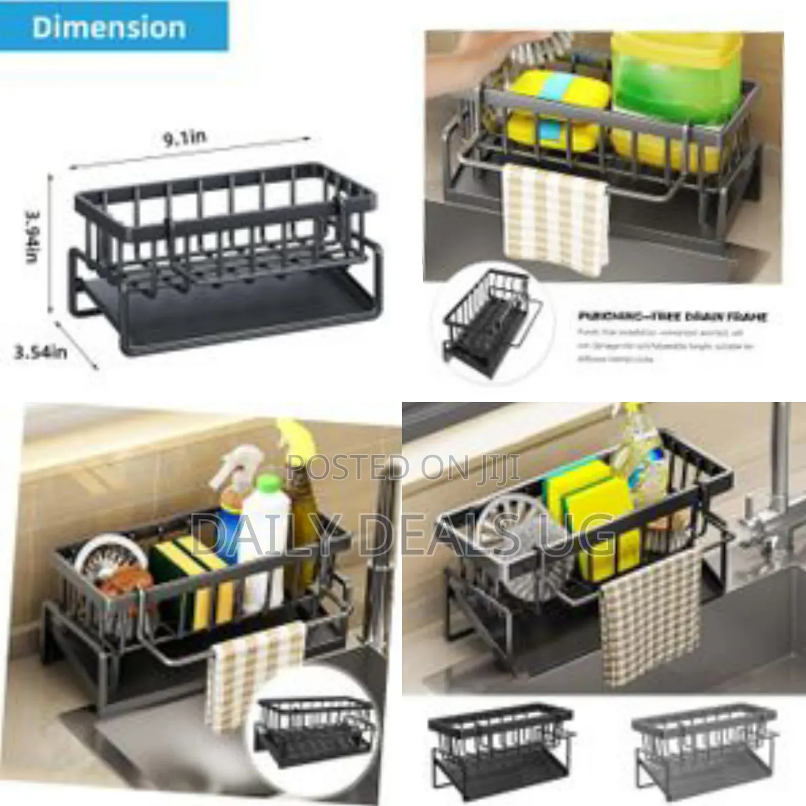 1 Piece of Metal Kitchen Countertop Sink Organizer Draining Rack