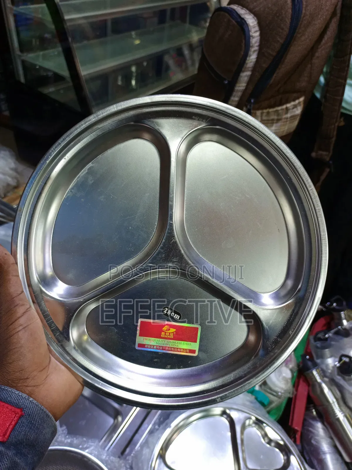 Stainless Steel Partitioned Dinner Plate.
