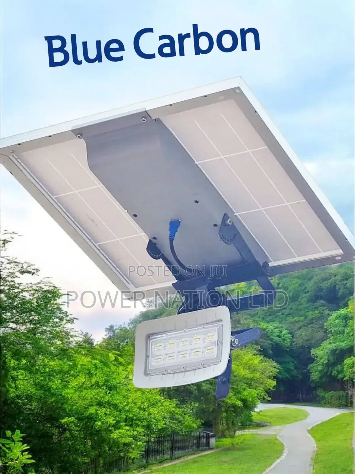 200w Blue Carbon Radar Solar Flood Light W/T Battery Attached to Panel