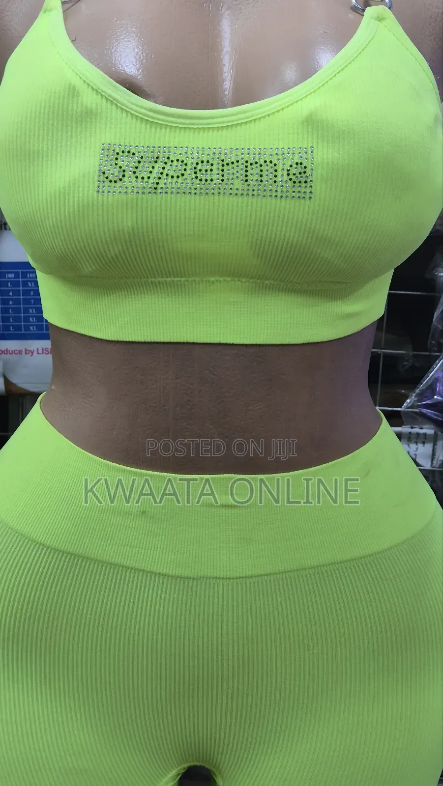 Seamless Ribbed Workout Two Piece Gym Sport Crop Tank Tops Bra,Short