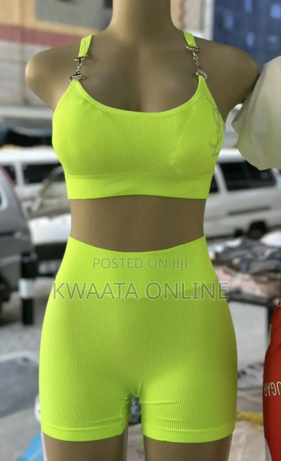 Seamless Ribbed Workout Two Piece Gym Sport Crop Tank Tops Bra,Short