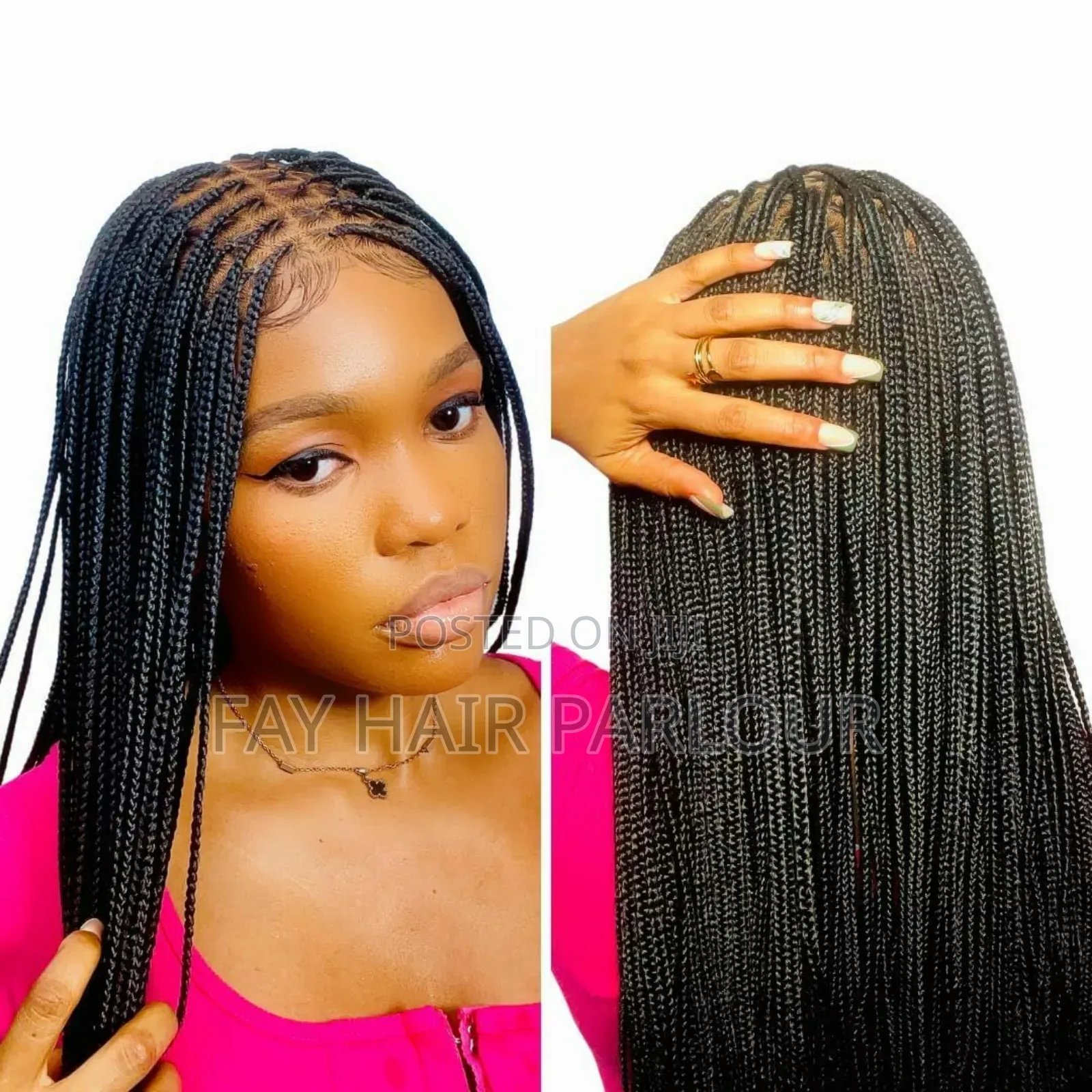Glueless Wig. 4 by 4 Closure. Knotless Braids