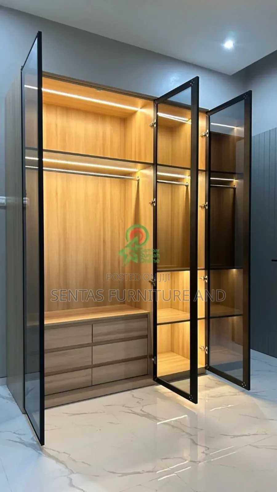 Wardrobe Installation With Aluminium Profile Glass Shutters
