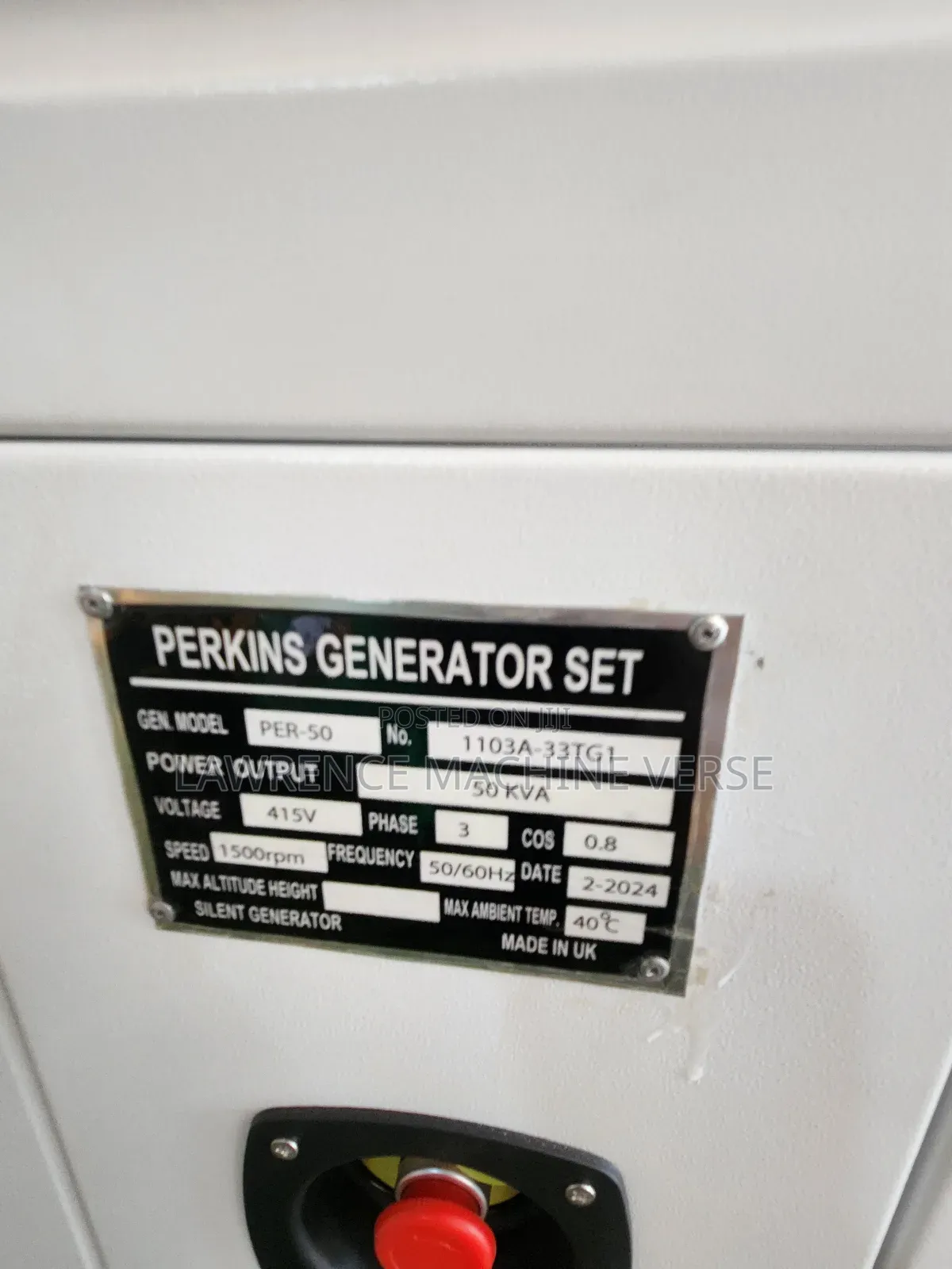 Uk Diesel Generator 70kva Perkins Water Cooled