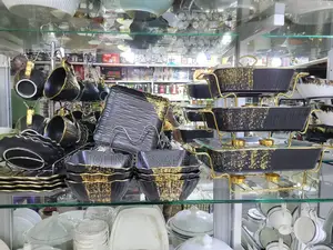 Luxury Black and Gold Ceramic Dinnerware Set