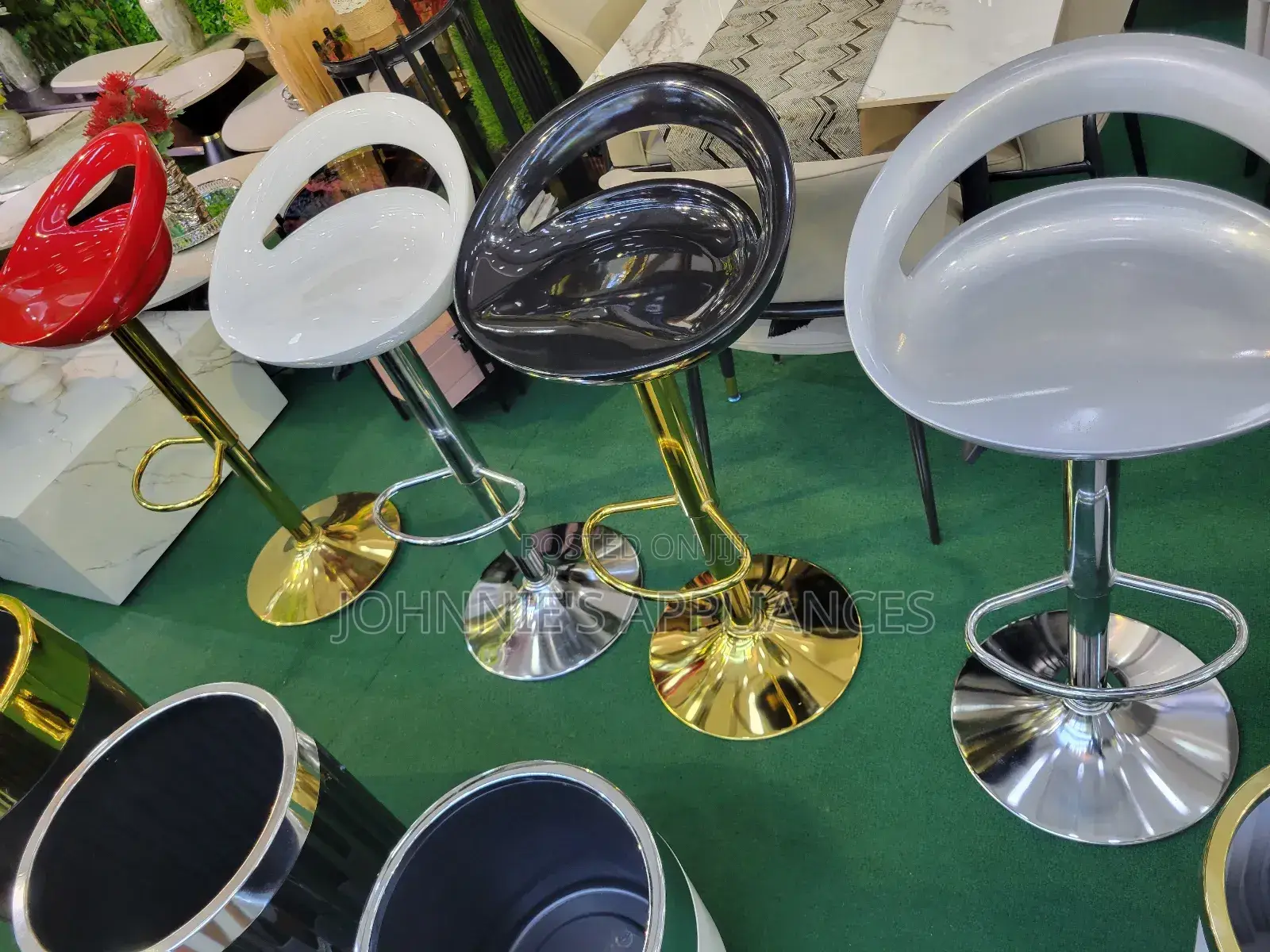Modern Adjustable Bar Stools With Chrome Base