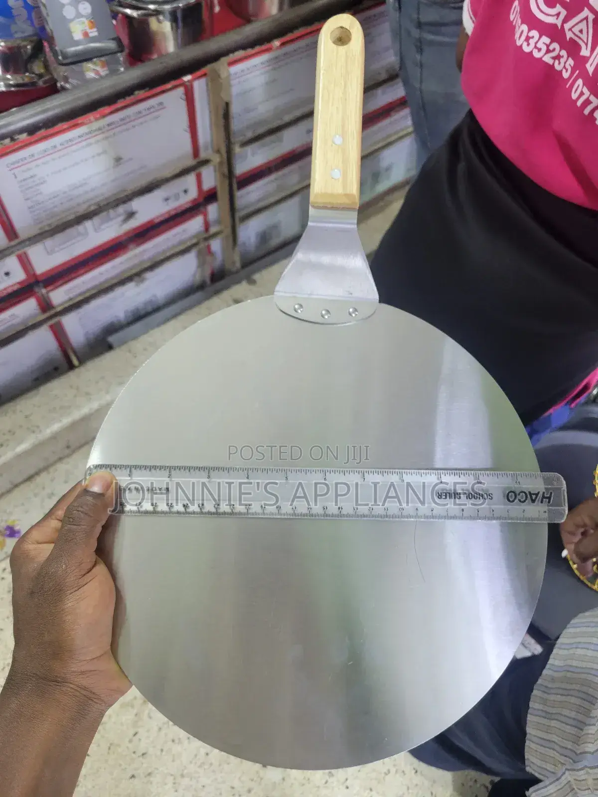 Stainless Steel Pizza Peel / Chapati Turner With Wooden Handle