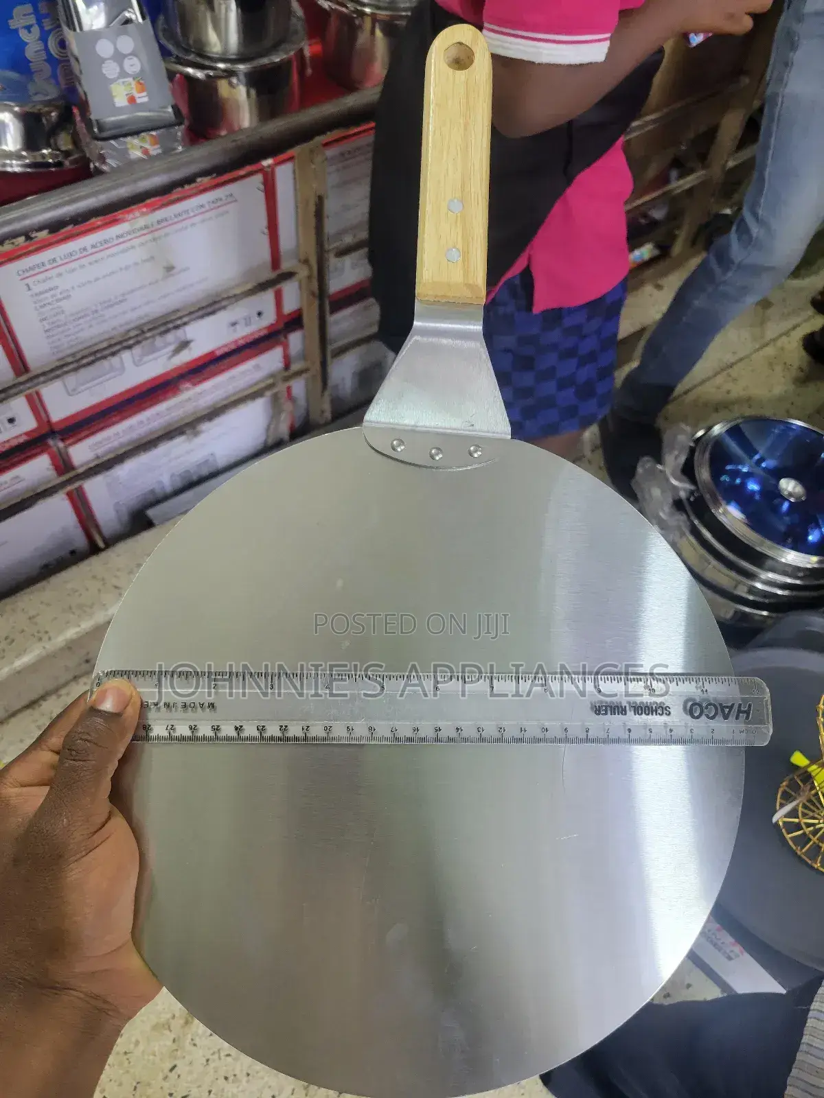 Stainless Steel Pizza Peel / Chapati Turner With Wooden Handle