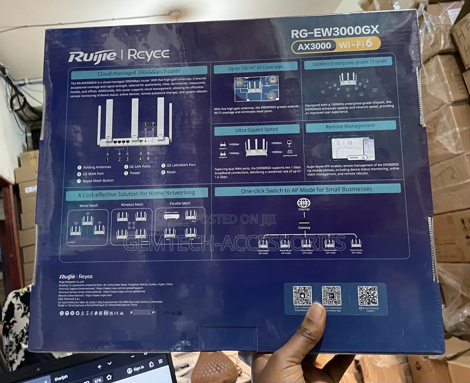 Ruijie Rg-Ew3000gx 3000m Wi-Fi 6 Dual-Wan Gigabit Router