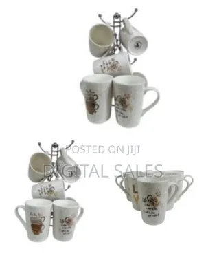 6-Piece Mug Sets 380ml Porcelain Brown Dotted Patterned Coffee