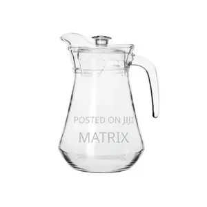 7 Pieces Drinkware Set of 1 Jug and 6 Crystal Glasses-Transparent