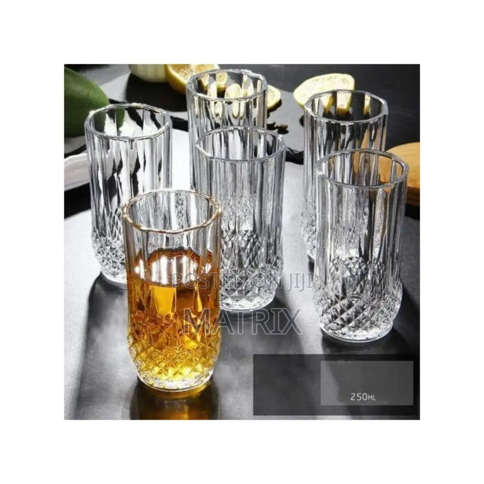 7 Pieces Drinkware Set of 1 Jug and 6 Crystal Glasses-Transparent