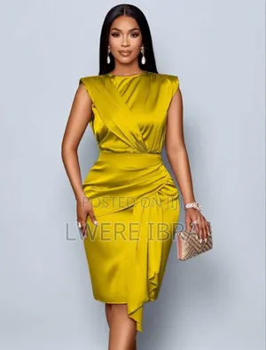 Gold Short Satin Party Dresses