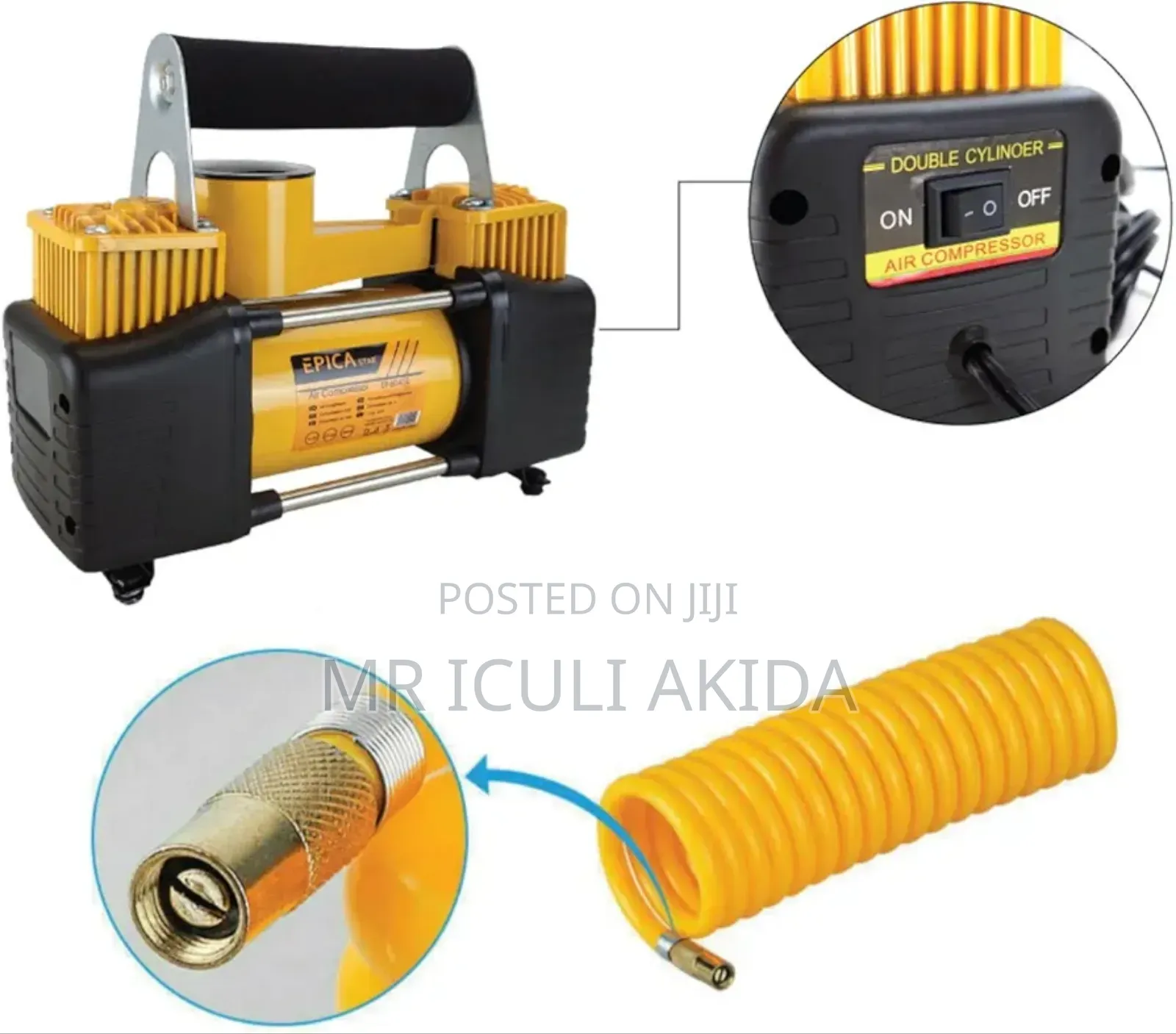 12v Epica Star Portable Dual Piston Tire Inflator And Air Compressor