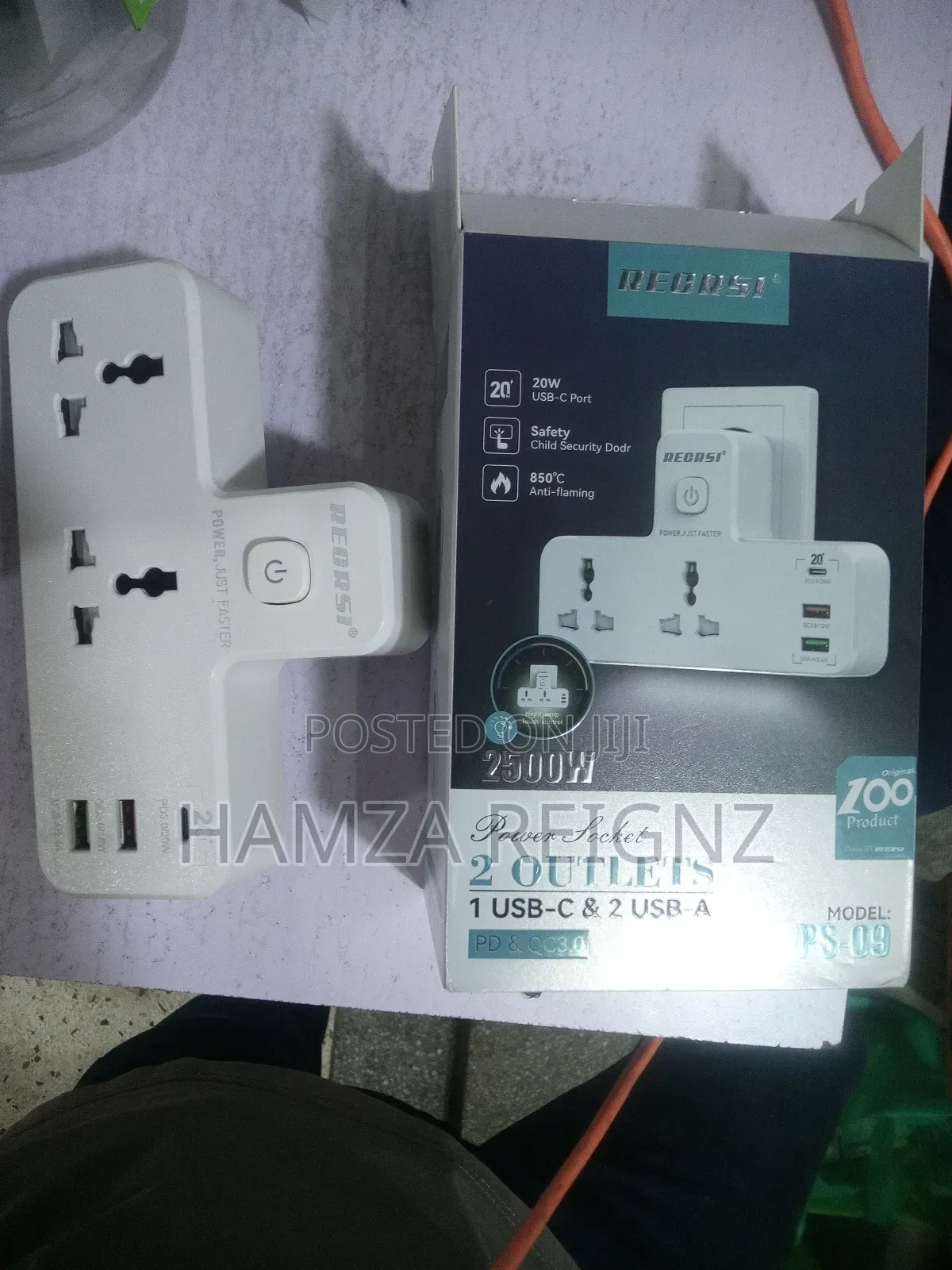 2500w Extension With Usb Ports | 2 Power Socket With 20w Type C Usb