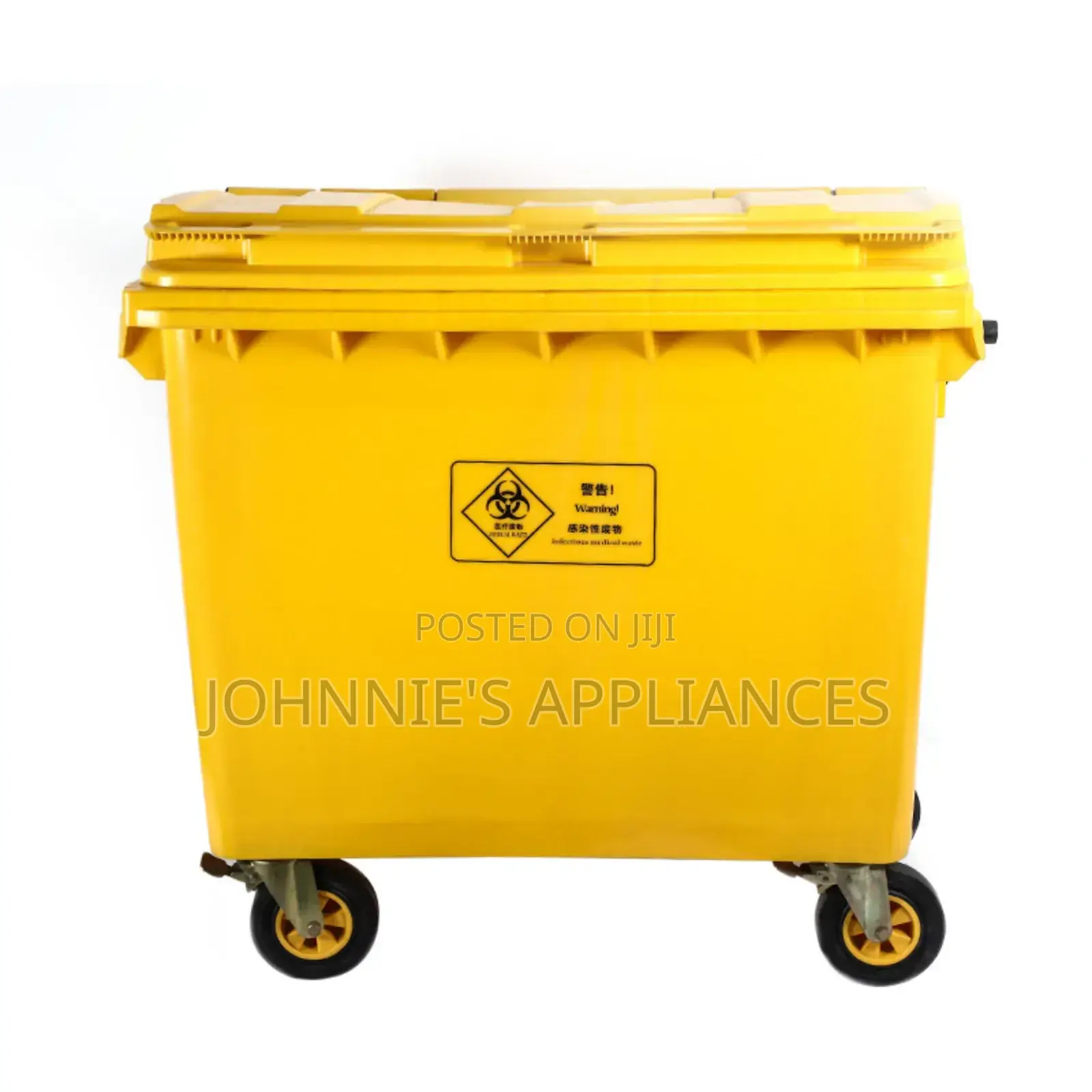 660l Medical Waste Bin With Wheels – Yellow Biohazard Container