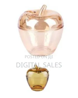Solid Apple Sugar Glass Candy Jar Bowl Dish - Brown