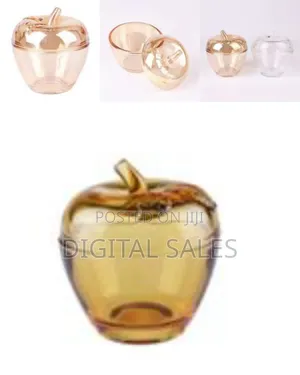 Solid Apple Sugar Glass Candy Jar Bowl Dish - Brown