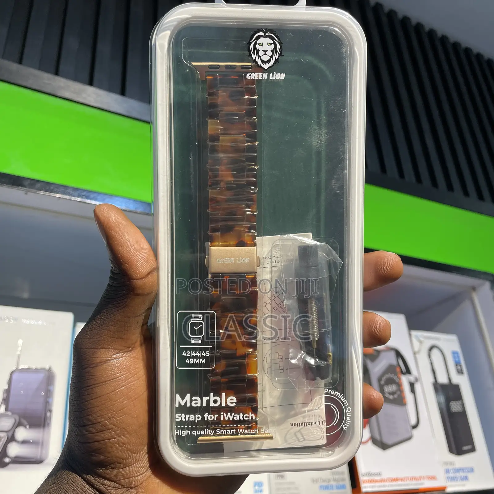 Green Lion Marble Watch Band – Amber