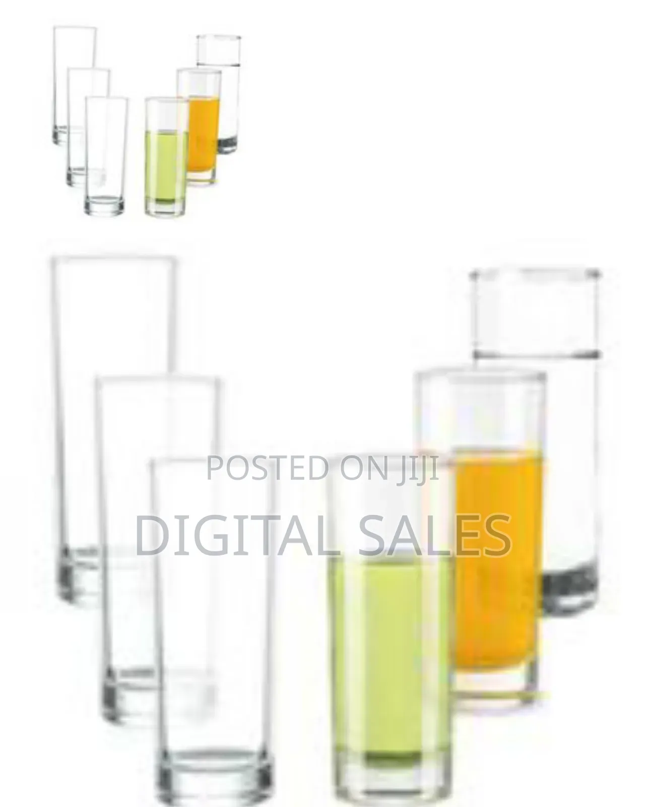6 Pieces of Long Plain Water/Juice Glasses-Colorless