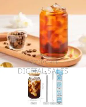 Glass With Lid and Straw, Iced Coffee Glasses 500 Ml, Set