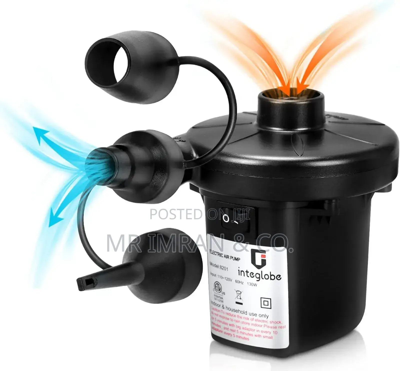 Portable Electric Air Pump for Inflatables With 3 Nozzles