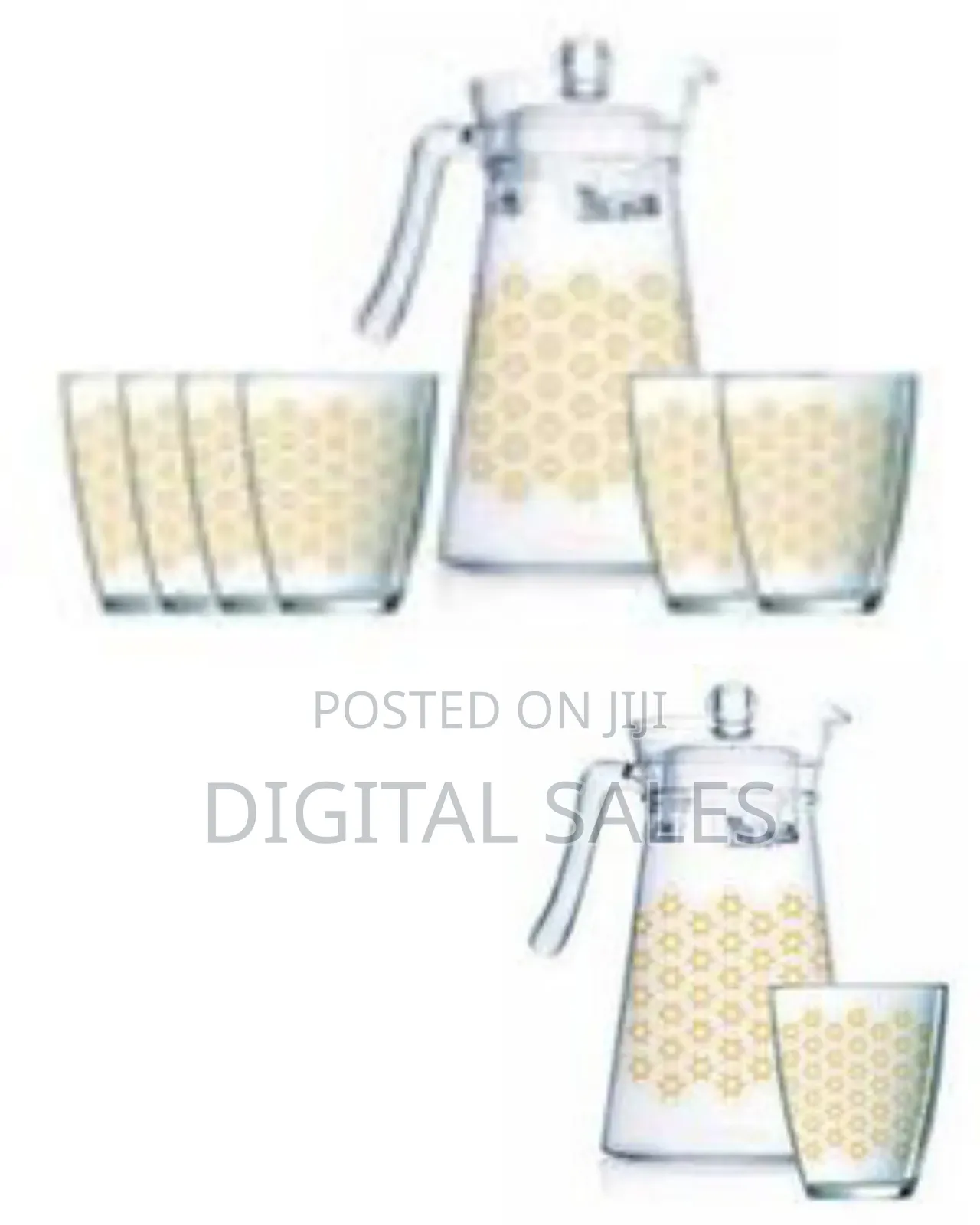 Luminarc 7 Pieces of Neo+Kone Golden Flower Maze Drink Set 6 Juice
