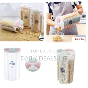 4 Section Cereal Food Dispenser Storage Jar Box Container Bin