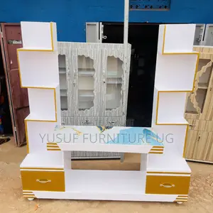 Tv Stand in White and Gold Colour