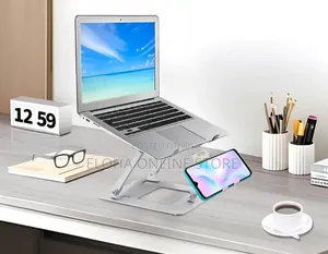 Foldable Dual Laptop and Mobile Phone Aluminium Stand