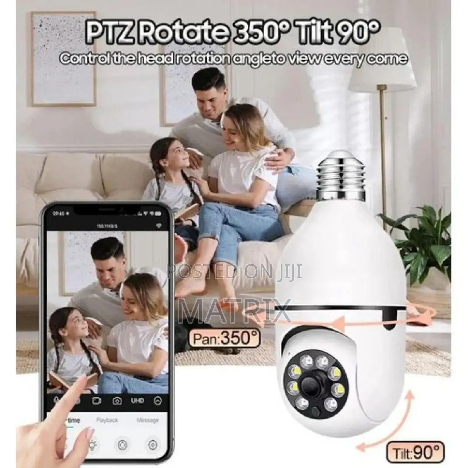 E27 360° PTZ Bulb Wifi Camera With Ai Tracking and Night Vision