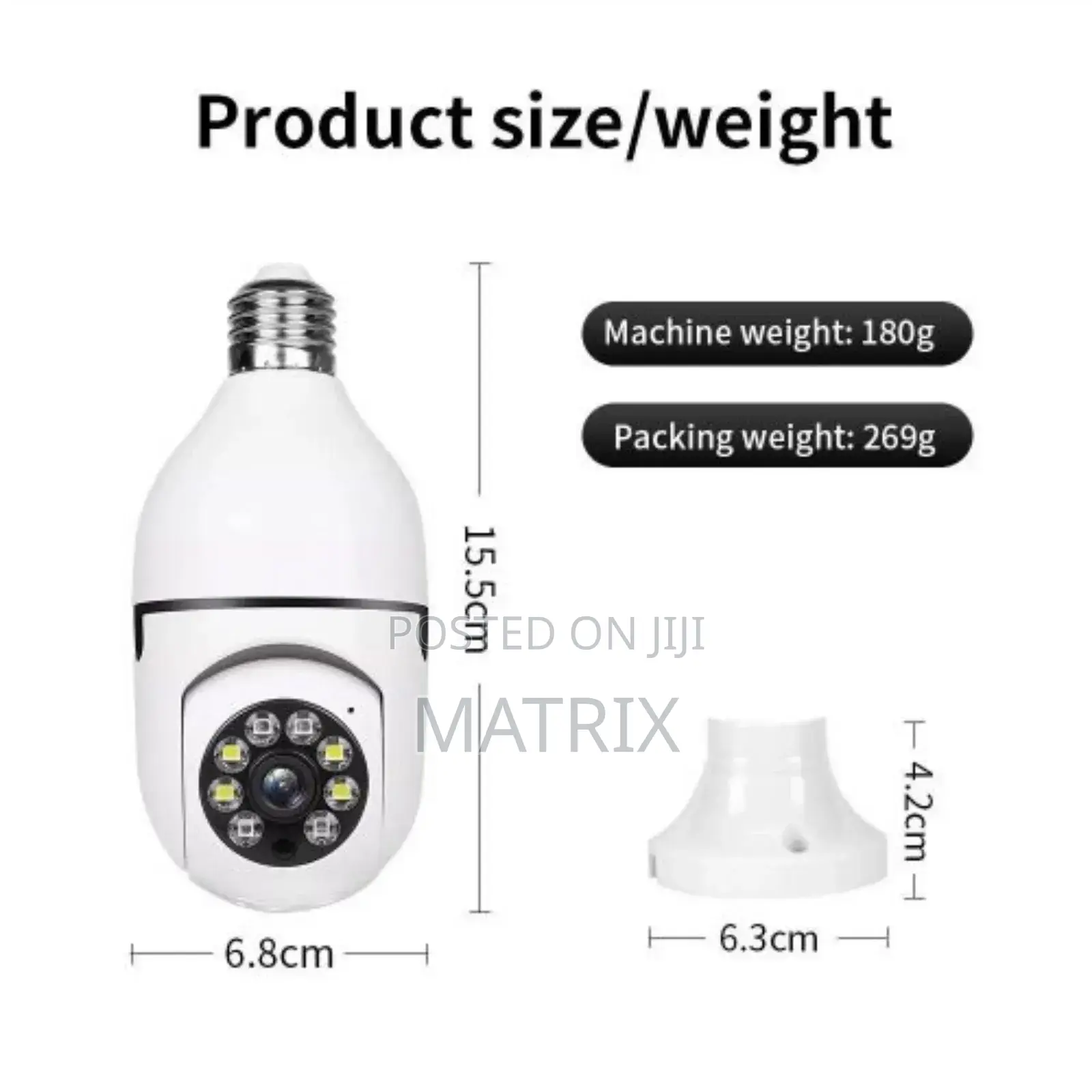 E27 360° PTZ Bulb Wifi Camera With Ai Tracking and Night Vision
