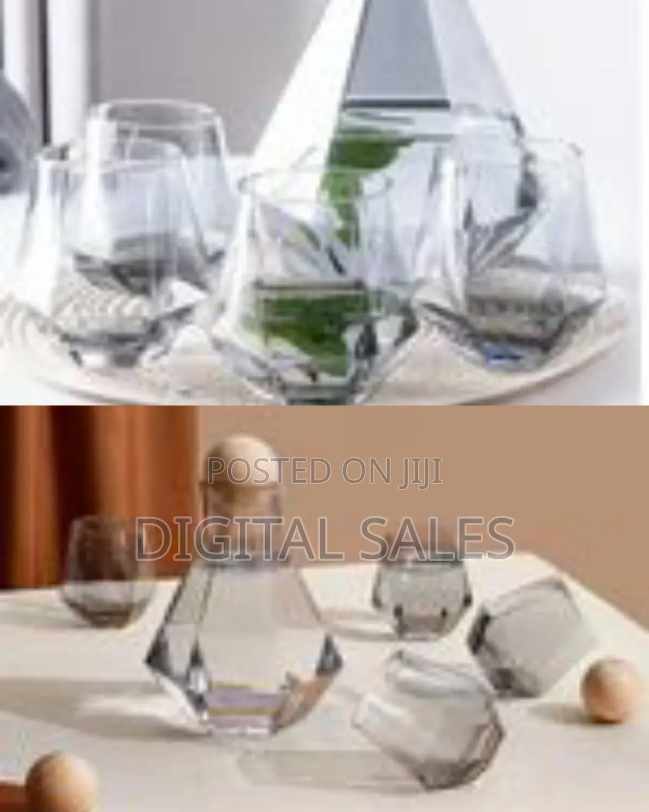 4 Water Glasses,1jug With Wooden Stopper and a Tray