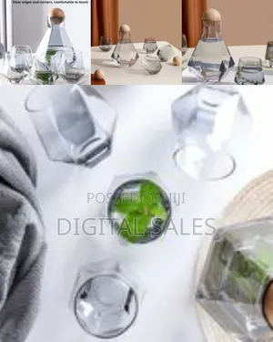 4 Water Glasses,1jug With Wooden Stopper and a Tray