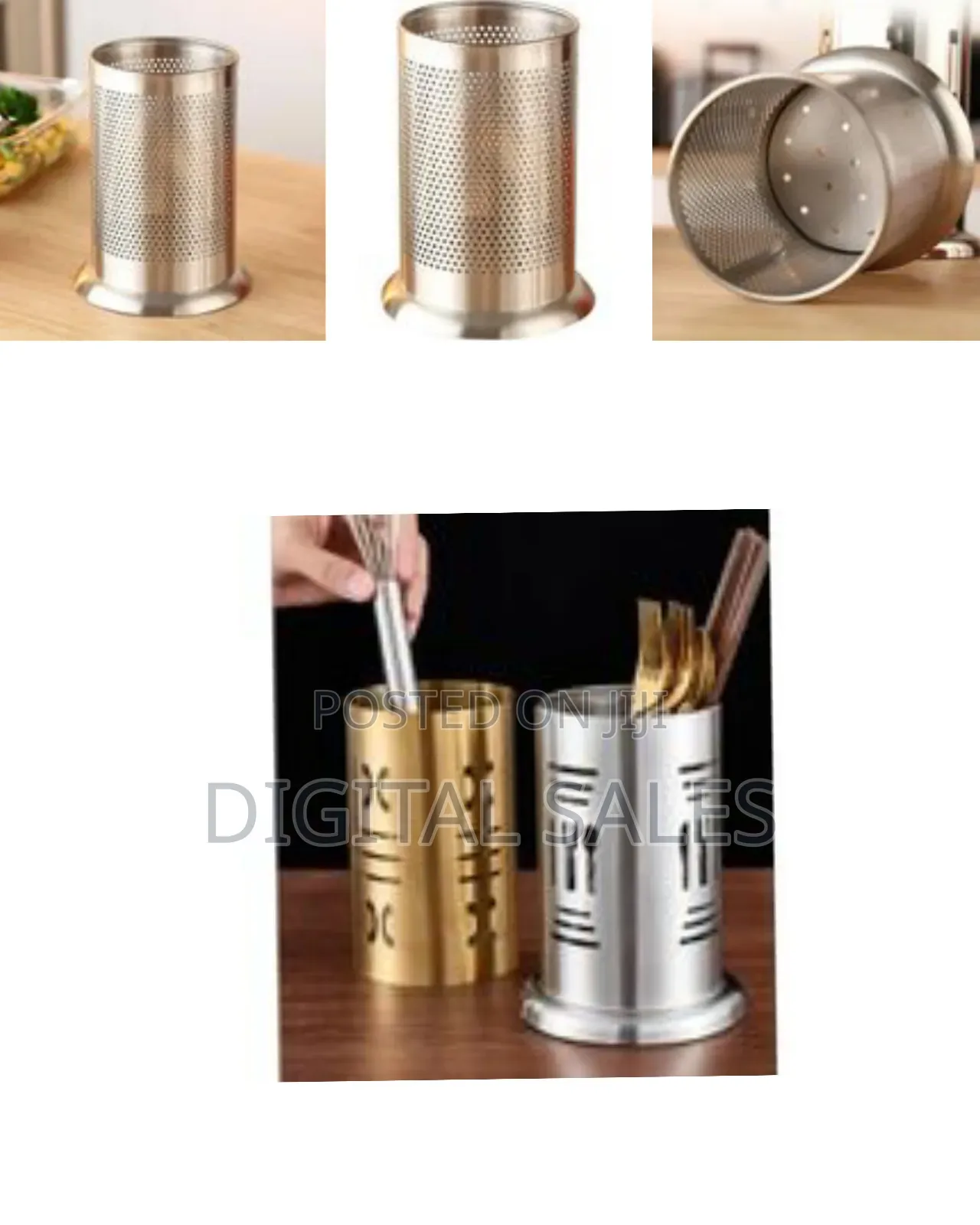 New Style Stainless Steel Golden Cutlery Holder Drainer Spoon Fork 0