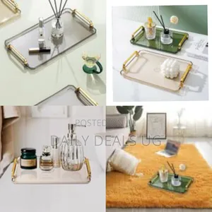 16 Inches Acrylic Serving Tray With Handles Decorative Coffee Table
