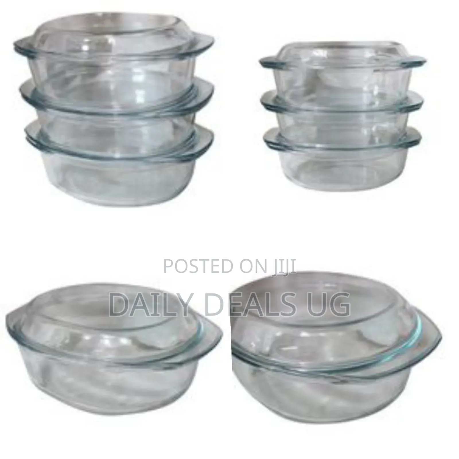 3 Pieces of Oval Tempered Glass Caserole Serving Dishes/Bowls, 3.5l