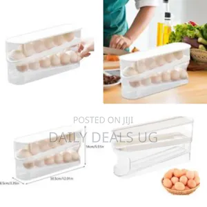 12pcs Double Layer Egg Storage Box - Rolling Countertop Egg Holder