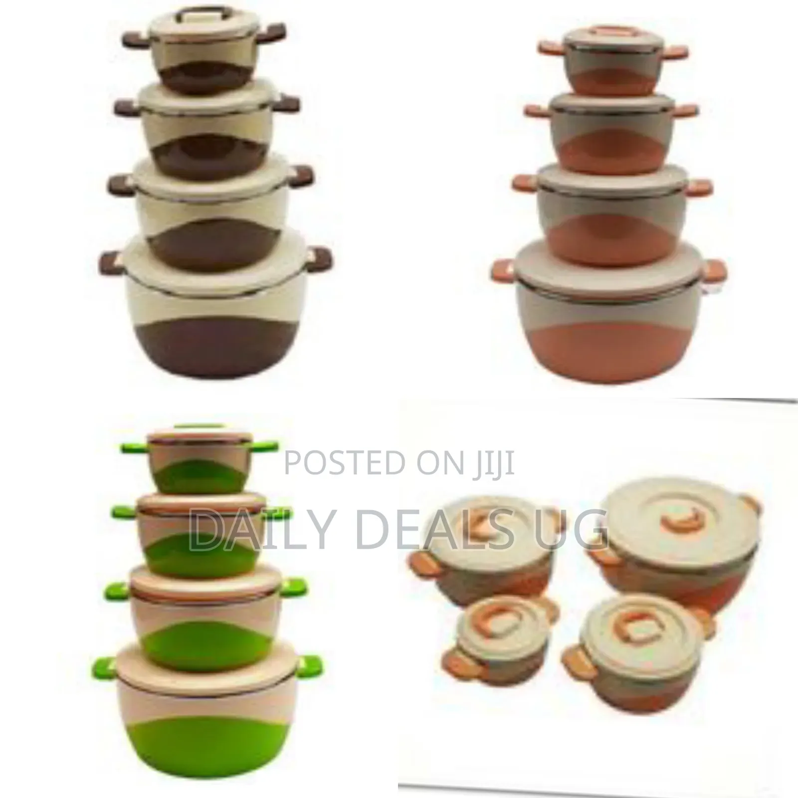 4 Pieces Insulated Hot Pot Dishes 800/1600/2200/3200- Multicolor