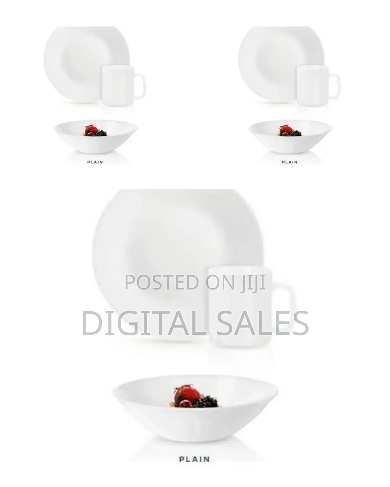 Luminarc Dinner Set 12pc Plain - 4 Cups, 4 Bowls,4 Plates for 4