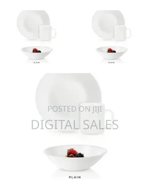 Luminarc Dinner Set 12pc Plain - 4 Cups, 4 Bowls,4 Plates for 4