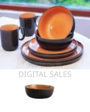 24pcs of Royal Color Glaze Stoneware Plates Bowls Cups Side Plates