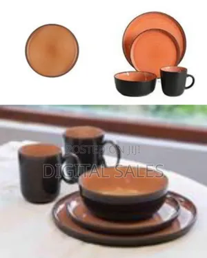 24pcs of Royal Color Glaze Stoneware Plates Bowls Cups Side Plates