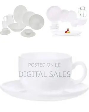 46 PCS Plain White Dinner Set With Cups, Glasses, Jug, Salad Dish